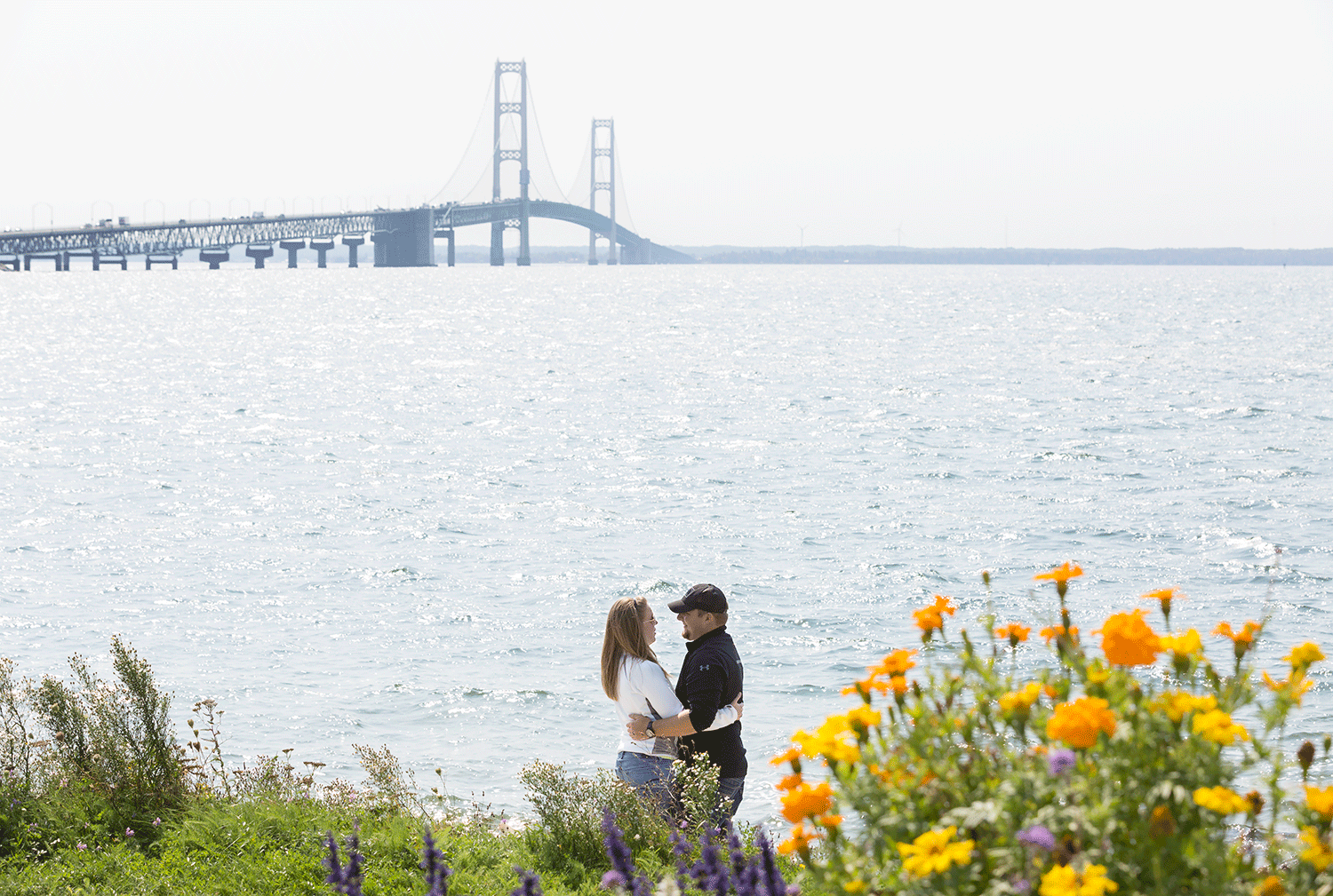 Mackinaw Bridge Northern Michigan St. Ignace Bridge View Park Proposal Emily Vizina Photography Wedding